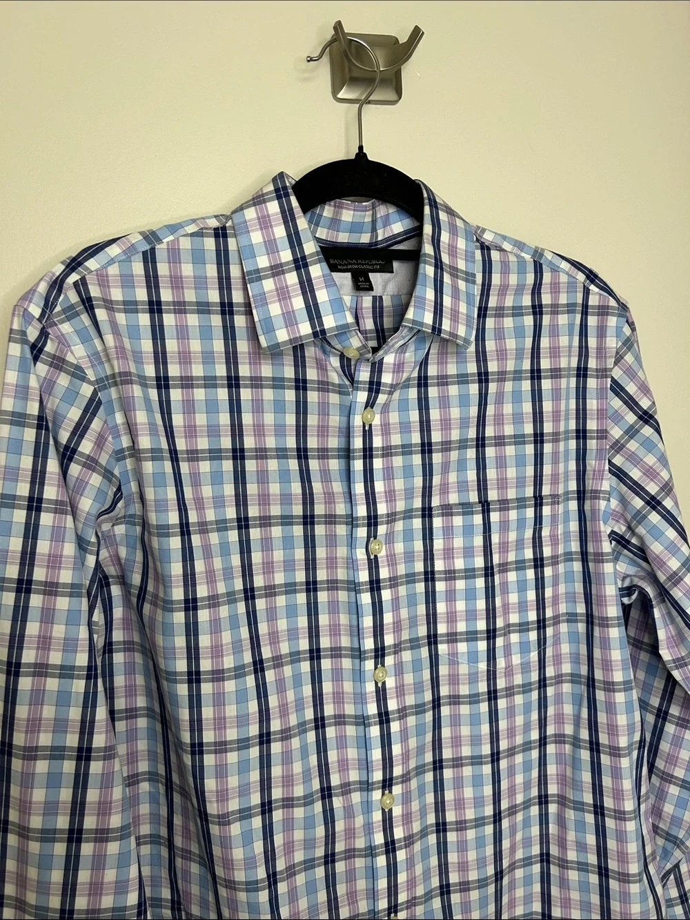 Men's Banana Republic Button Down Shirt Non-Iron Classic Fit Checkered Shirt